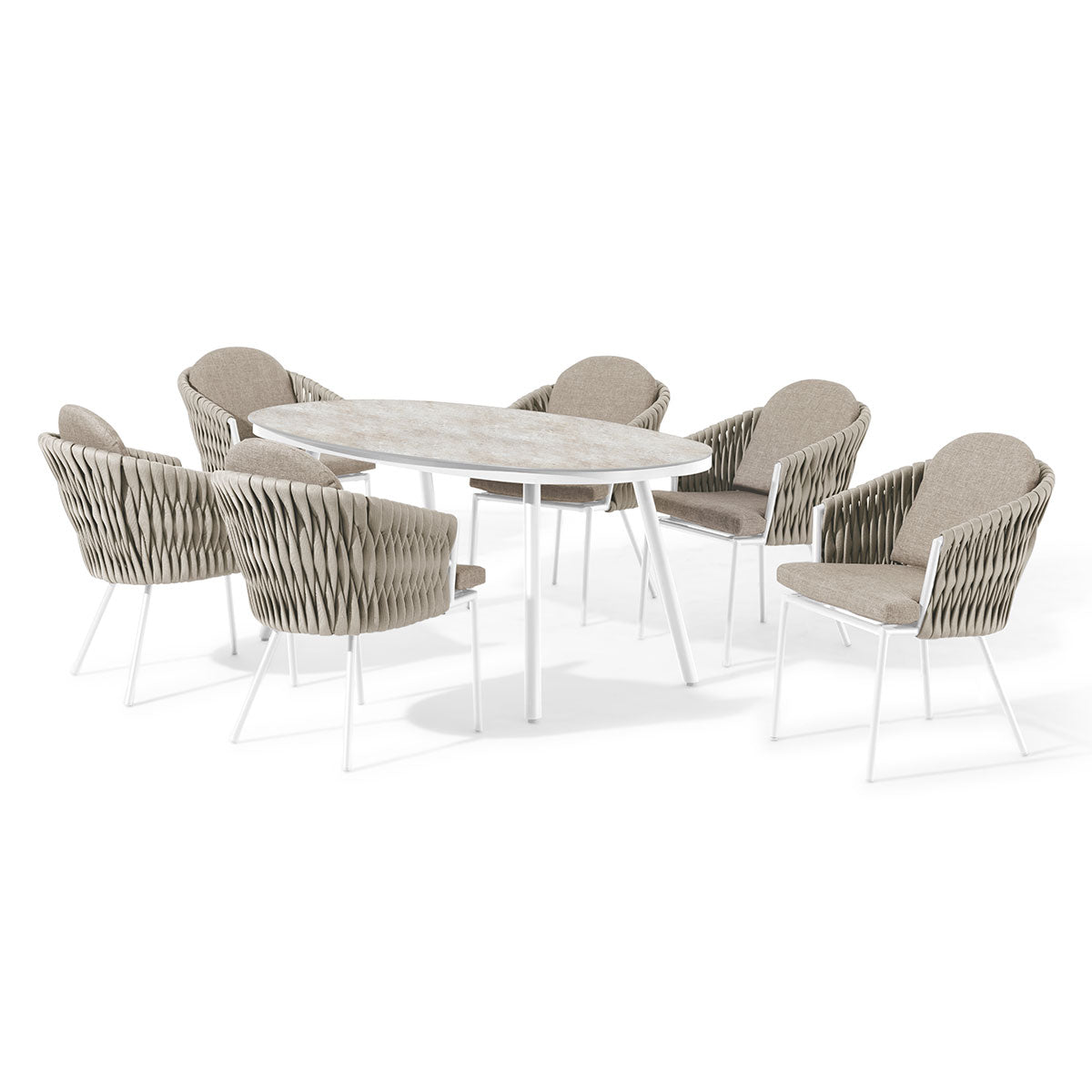 Marina 6 Seat Oval Rope Weave Dining Set