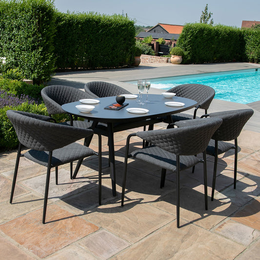 Outdoor Fabric Pebble 6 Seat Oval Dining Set