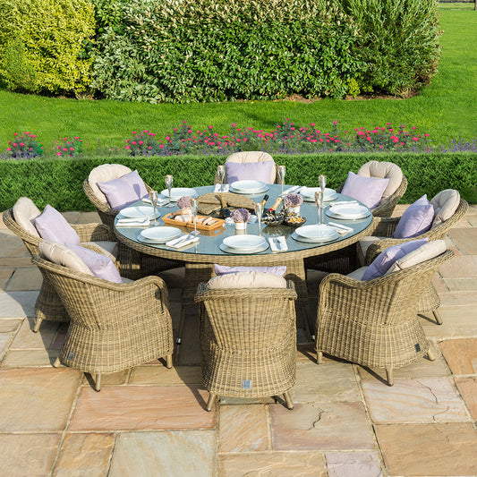 Winchester - Heritage 8 Seat Rattan Round Dining Set - With Ice Bucket & Lazy Susan