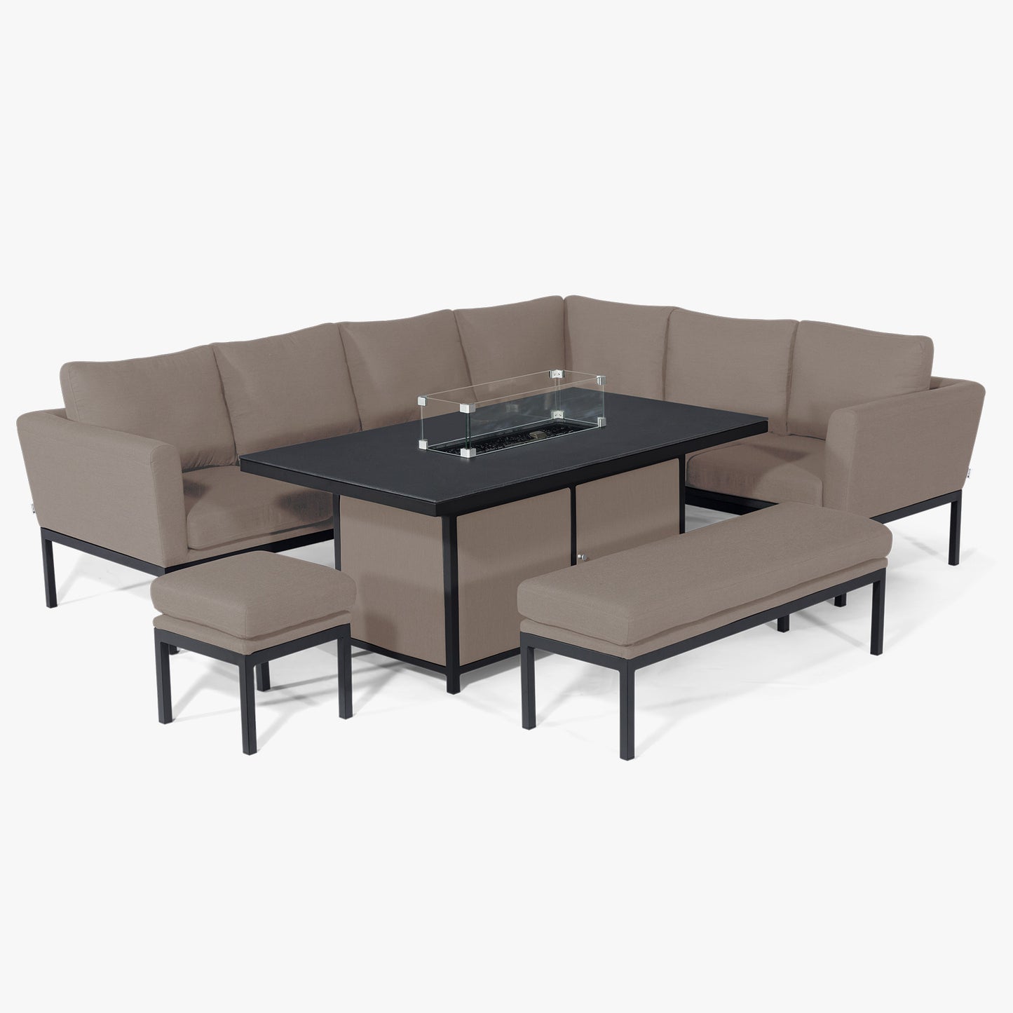 Outdoor Fabric Pulse linkshandige hoekset - met vuurplaat tafel