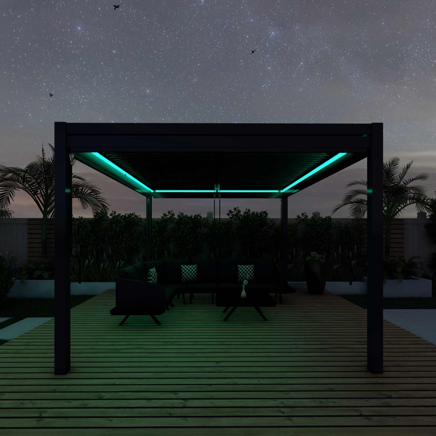 Pergola van 3m x 4m - 4 zijwanden en LED-verlichting