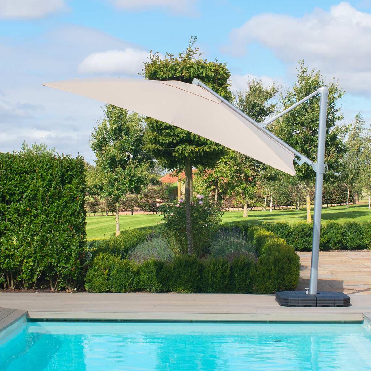 Zeus 3m Square Rotating Cantilever Parasol With LED Lights